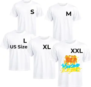 Joyclub White T Shirts Polyester Bulk Sublimation Blanks Wholesale Unisex Crew Neck Short Sleeve for Heat Transfer