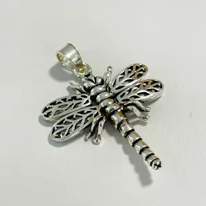 Sterling Silver 925 Moving Dragonfly Pendant Insect Jewelry