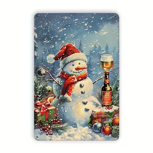 Vintage Snowman Metal Tin Sign 8x12 Inch Christmas Decor for Wall Room Home Bedroom Restaurant Bar Cafe School Library Garage Ornaments Aluminum metal wall sign Vintage Metal Tin Sign home decor plaque funny bar sign
