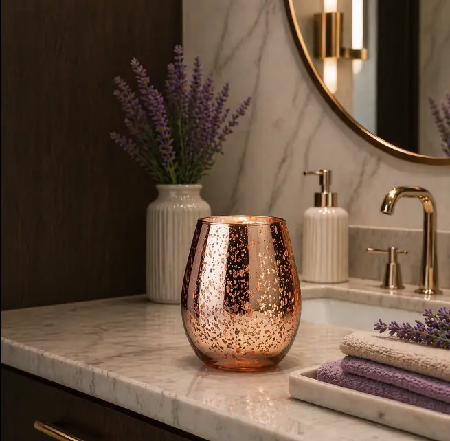 Rose Gold Mercury Jar Candle 16 oz Hand Made
