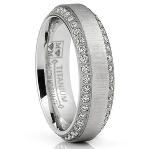 1 Carat Moissanite Mens Wedding Band 6MM Eternity Engagement Ring Two-Row Pave