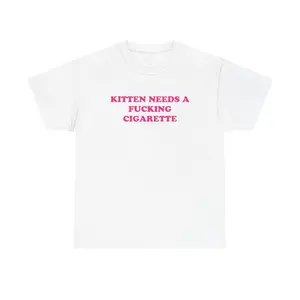Kitten Needs A Cig Shirt - Unisex Cotton Tee, Funny Shirt, Cat Shirt