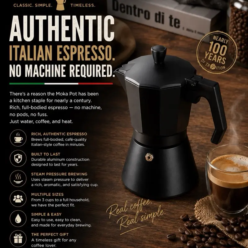 Italian Stovetop Moka Pot Coffee/Espresso Maker