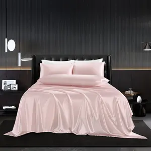 5Pcs Blush Pink Silk Sheets Full,Blush Pink Sheets Set Full Size Comforter Bedding Sheets with 1 Flat Sheet,1Deep Fitted Sheet,3 Pillowcases with Envelope Closure
