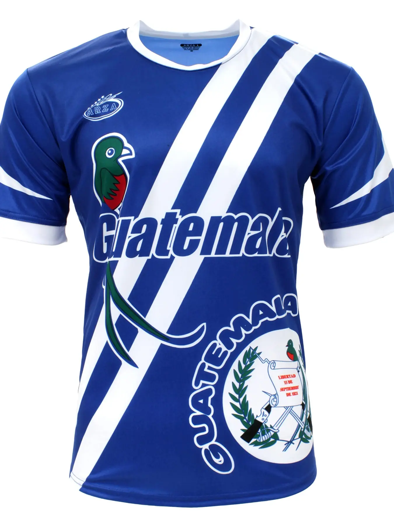 Guatemala Blue Color Football T-Shirt, Men's National Team Fanwear, High Stretch Casual Sportswear, All Seasons Fitted Long Top, Casual Sporty Top