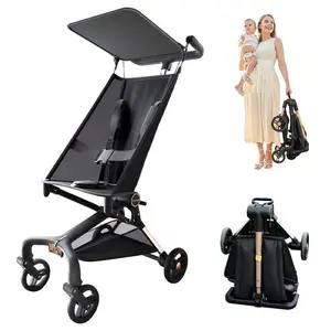 Compact Airplane Travel Stroller with One-Click Fold - Lightweight Baby Stroller for Kids 0 Months & Up, Features Extendable UPF 50+ Canopy & Large Sunshade