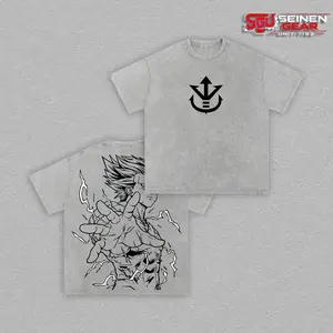 DBZ Prince of Saiyans Graphic Vintage Acid Wash Tee, Oversized Heavyweight Anime Shirt, Manga Streetwear Clothing, Japanese Y2K Fashion Outfit Gift for Anime Fans
