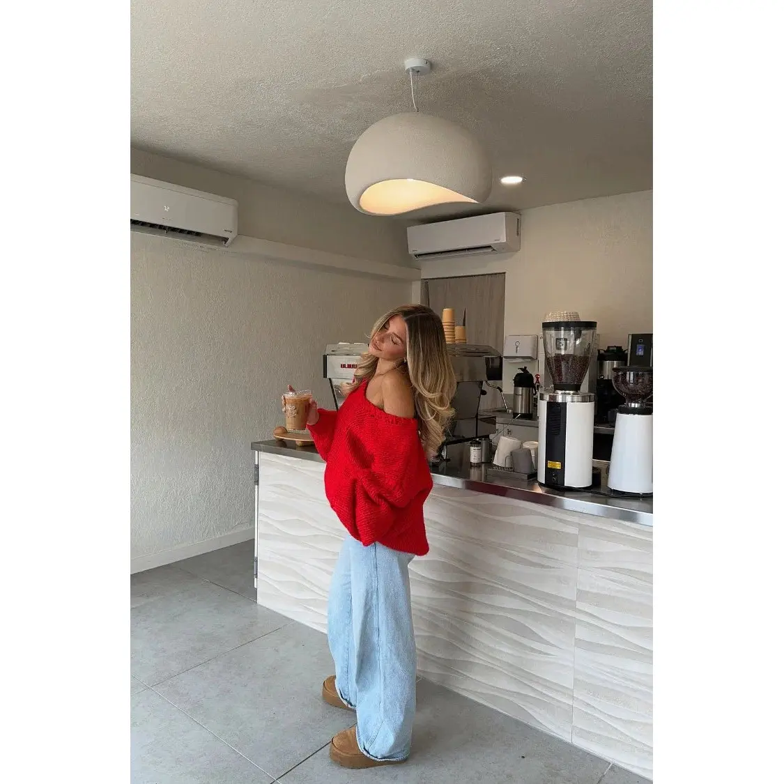 Delvey Red Chunky Knit Sweater