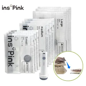 Inspink 9-Pack Cordless Vacuum Compression Bags Set with 25W USB Rechargeable Handheld Pump for Clothes Storage Space Saver Bags Ideal for Carry-On Suitcases Organiser, travel Essential