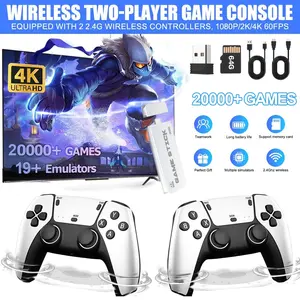 Wireless Retro Gaming Stick with Dual Controllers, 20,000 Games and 19 Emulators, Plug and Play 4K HD Retro Game Console