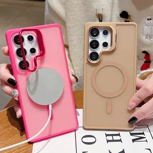 A magnetic stand design, thin and light shell surface phone protective case suitable for Galaxy A26/A17 A16 A56 A36 S23/S24/S25 Ultra FE PIUS, simple and practical, magnetic charging compatible, full-coverage protective style