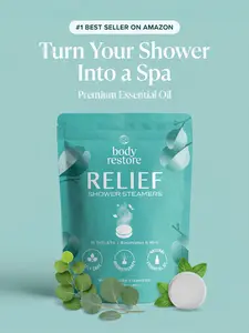 Body Restore Shower Steamers Aromatherapy 15 Pack – Fathers Day Gift for Dad, Birthday Gifts for Women & Men, Spa Stress Relief & Relaxation Self Care Gifts – Premium Eucalyptus Essential Oil Tablets Paraben Free Skin Repair