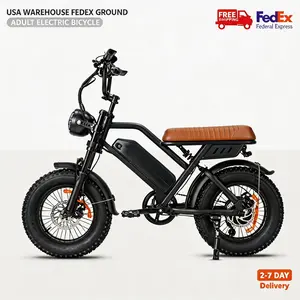 T16 1000W Fat Tire Electric Bike for Adults, 48V 16Ah, 22MPH, Full Suspension Off-Road Ebike - Matte Black & Retro Tan