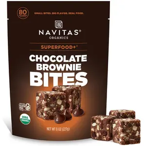 Navitas Organics Chocolate Brownie Superfood+ Bites, Plant-Based Power Snacks for Clean Energy & Nutrition, All Natural, USDA Organic, Non-GMO, Gluten-Free, Kosher, Vegan (8oz Bag, 11 Servings) - Pantry Cupboard Essential