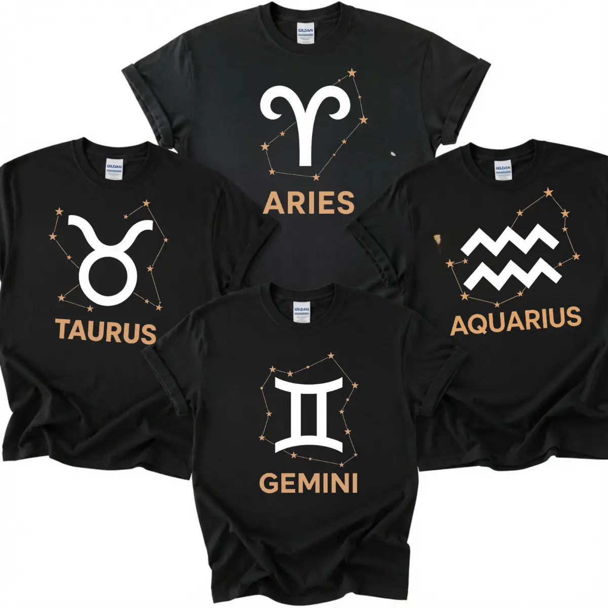 [Full 12 Zodiac Team]   Zodiac Constellation T-Shirt, Aries Astrology Shirt, Zodiac Symbol Graphic Tee, Horoscope Gift for Women Men, Celestial Stars Cotton T-Shirt, Minimalist Zodiac Apparel