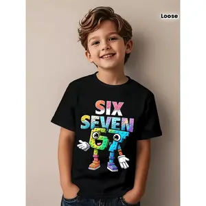 7th Birthday T-Shirt - I'm 6 Years Old, Now I'm 7 - Fun Birthday  Outfit with Number 67 and Heart Balloons - Soft Breathable Tee for Boys - Loose Fit Birthday  casual holiday unisex outdoor party family vintage animal coffee lover dungeon crawler