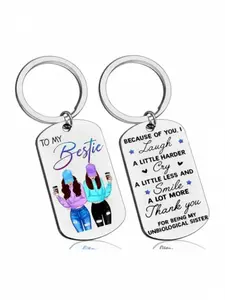 Fashionable Cartoon Figure Pattern Keychain, Stainless Steel Keychain for Women & Men, Personalized Key Ring for Car Keys, Friendship Gift for Bestie BFF, Personalized Heart Tag
