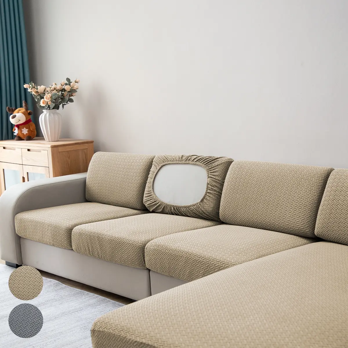 Single/double/triple/four-Seat Sofa Cushion Cover, Elastic Fabric, Fashionable Design, High Stretch, Home Decor & Comfort, Elastic Sofa Slipcover, Elastic Couch Cover, Stretchable Sofa Cover, Stretch Couch Covers For Sofa, Slipcovers For Couches And Sofas