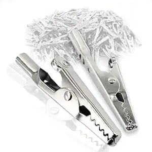 25PCS 51mm Metal Alligator Clips – Nickel-Plated Crocodile Spring Clamps for Laboratory, Electrical Testing, Cable Leads, Circuit Connections, and DIY Electronics, Durable Silver Tone Clips for Reliable Grip
