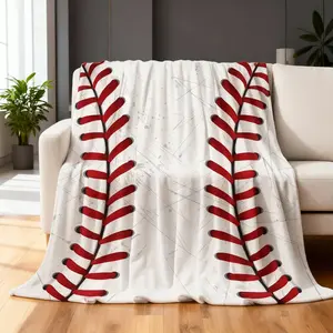 Baseball pattern blanket, soft flannel throw blanket, air conditioning room blanket, household and office thermal blankets, bedroom accessories, baseball enthusiast gifts