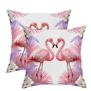 Tropical Bird & Floral Print Pillows, Set of 2, Hidden Zipper Design, All-Season Use, Ideal for Home Décor