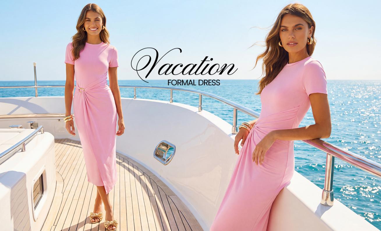 ZESICA Women's 2026 Summer Short Sleeve Bodycon Midi Dress Crewneck Ruched Wedding Guest Cocktail Party Long Dresses