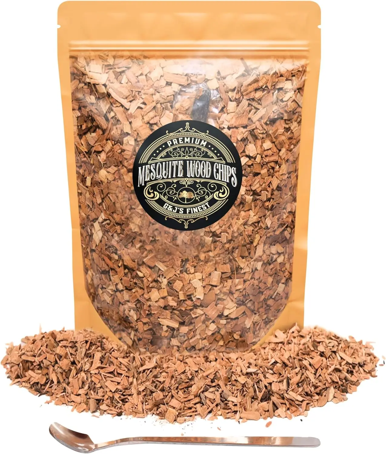 Mesquite Wood Chips for Cocktail Smoker; Smoked Whiskey/Bourbon/Old Fashioned Drinks - Fine Sawdust Shavings for Cocktail Smoking Guns, Smoke Box, BBQ - 5oz Gift Bag & Spoon By G&J's Finest