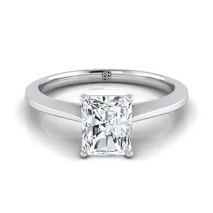 The Elena Solitaire Engagement Ring Setting for Radiant Diamonds in Platinum