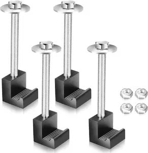 B BRAZIFY Upgraded Truck Tool Box Mounting Kit Comes With Fastening Nuts - Aluminum Pickup Truck Bed Toolbox Mounting Kit - Universal Black Truck Tool Box Tie Downs Accessories - J-Hooks Crossover Fixed Kit