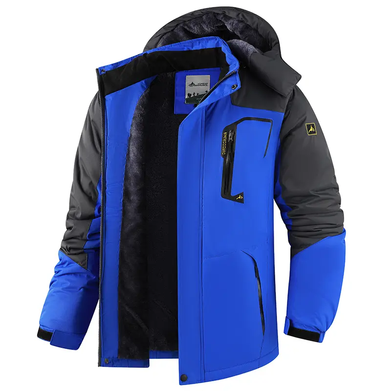 Winter Outdoor Fleece Lined Thickened Windproof Warm Mountaineering Jacket for Men Ideal for Fishing and Winter Activities