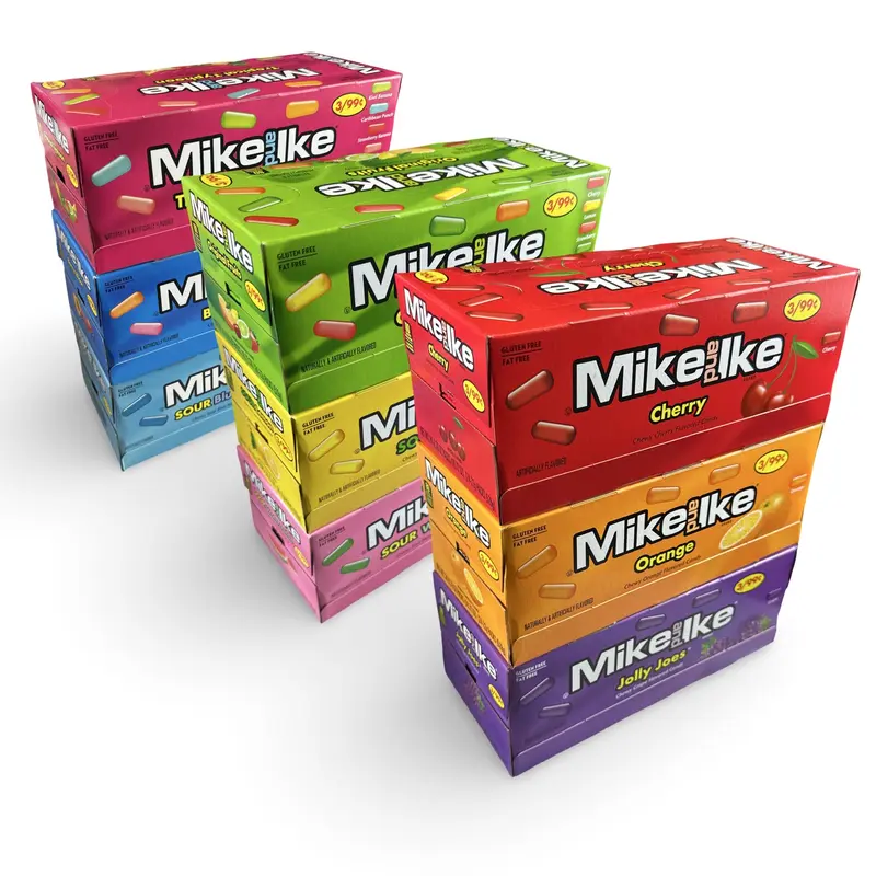 Mike & Ike Chewy Candy – 24 Count Theater Boxes (Choose from 9 Flavors: Original, Grape, Cherry, Orange, Blue Raspberry, Berry Blast, Tropical Typhoon, Sour Watermelon & Sour Lemon)