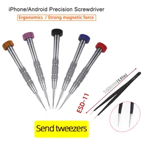 Precision Screwdriver - Small And Powerful with Magnetic S2 Alloy Steel Bits - Aluminum Handle - Includes Cross, Five-Point, Y0.6, And T2 Star Bits - 2.5 Mid-Board - For Repairing Mobile Phones And Precision Instruments