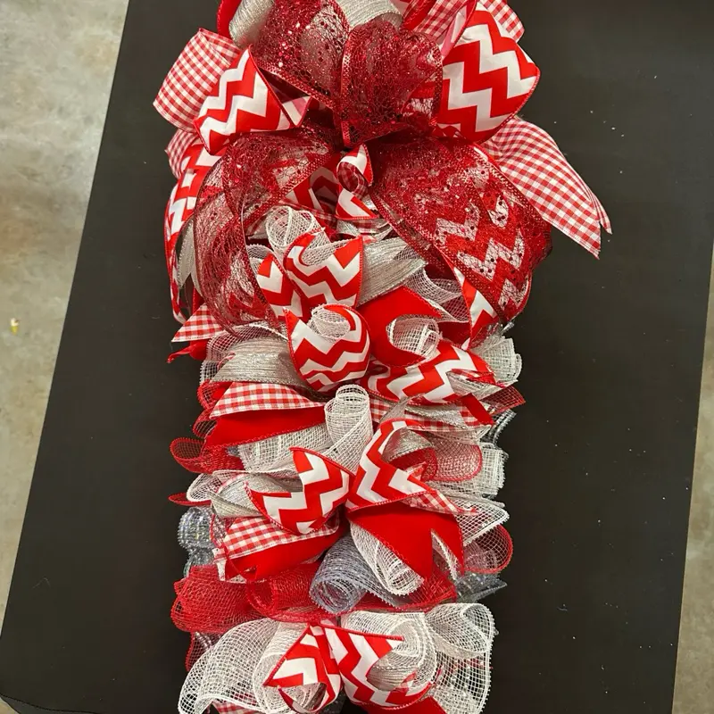 30 inch Swag Wreath - Colorful School Spirit Hanging Decoration, Home Decor School Themed Red and White