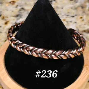 #236 Copper SS 6 1/4" x 5/16" Hand-Woven Cuff Bracelet Handmade Artisan Jewelry Unisex Gift Ready Open Cuff Design Comfortable Daily Wear