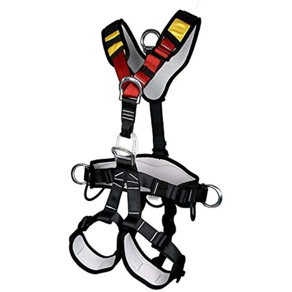 Adjustable Half-Body Climbing Harness in Durable Polyester with Reinforced Stitching for Rock Climbing, Mountaineering, and Caving, Harness Harnesses