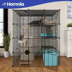 Pet Accessories 4 Tier Large Cat Cage with Hammock Cat Enclosure Catio Metal Kennels for 1-3 Cat