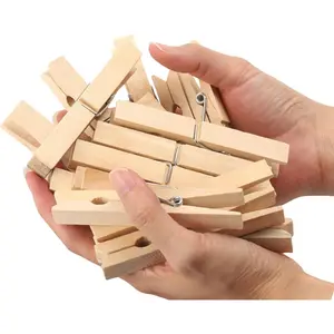 Clothes Pin, Birchwood Clothespins, Grip,Heavy Duty Outdoor Clothes Clips for  Clothes, Art, Crafts, Photo Displays,3.55 Inch,Pack of 24