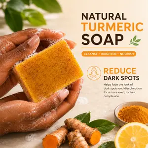 3PCS Lemon turmeric kojic soap，Turmeric & Kojic Acid Brightening Soap, DarkSpot Remover, Kojic Acid Soap, Body Care Body Wash Lemon Flawless Organic