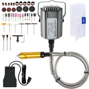 VEVOR Flex Shaft Grinder 380W Rotary Tool 500 - 23000RPM Rotary Carver with 1/4 3 - Jaw Chuck Stepless Speed Foot Pedal Hanging Grinding Machine 131PCS Accessories for Jewelry Polishing Grinding DIY