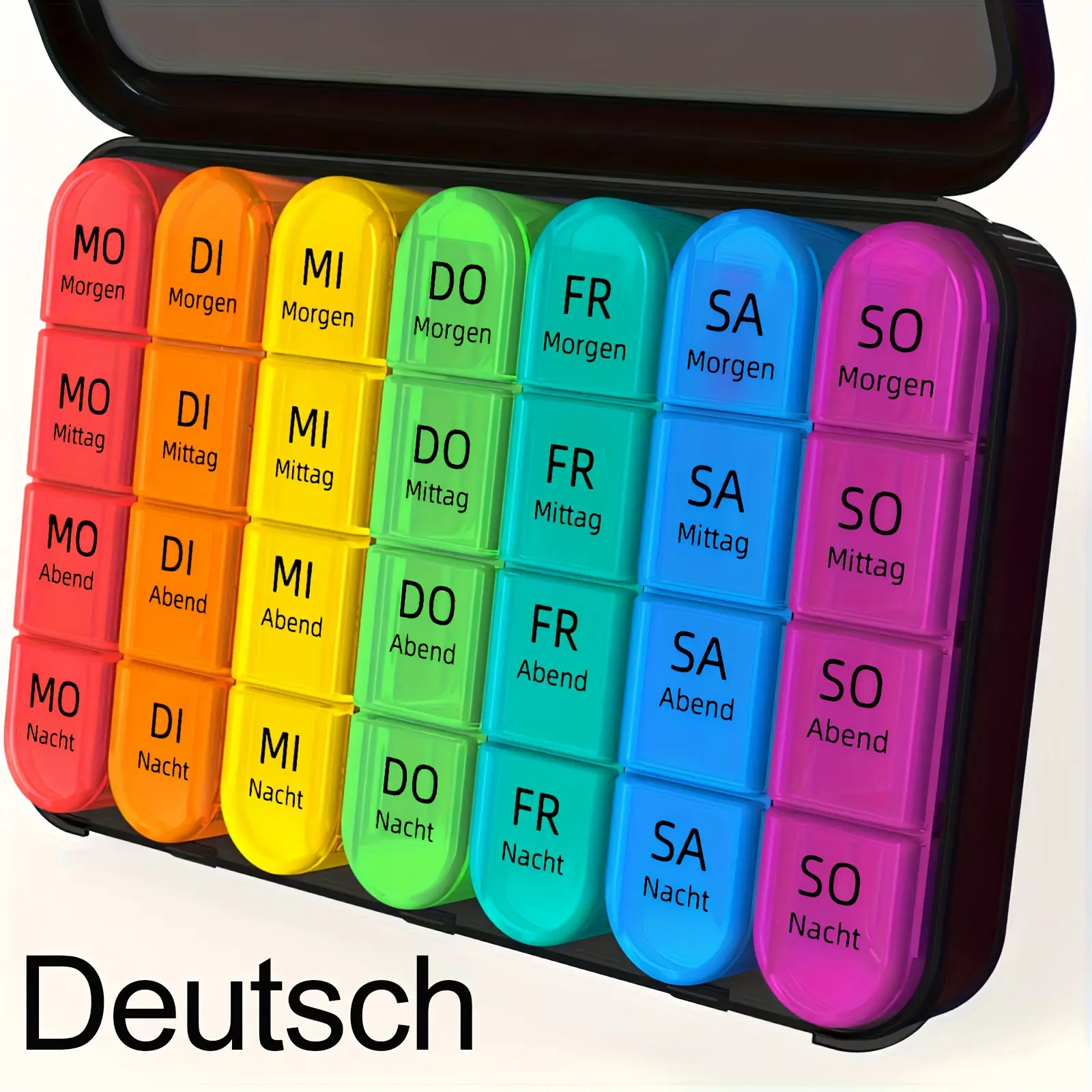 Weekly Pill Organizer, Daily 4 Times, 7 Days Medicine Box, Large Compartment Drug Case, Monthly Medication Planner, 28-Day Fish Oil Distributor, Supplement Organizer, Vitamin Organizer, Vitamin Dispenser, Medical Organizer