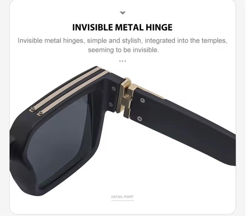 Mr.V Funky Oversized Retro Square Luxury UV400 Unisex Sunglasses with 56mm Lens Width & Black Gold Coated Frames for Superior Protection