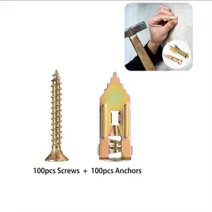 50/100 Sets Self Drilling Drywall Anchors with Screws Kit, Drywall Self-Drilling Anchors, Zinc Plated Steel, No Drill Needed, for Hanging Shelves, Pictures, Mirrors, Cabinets