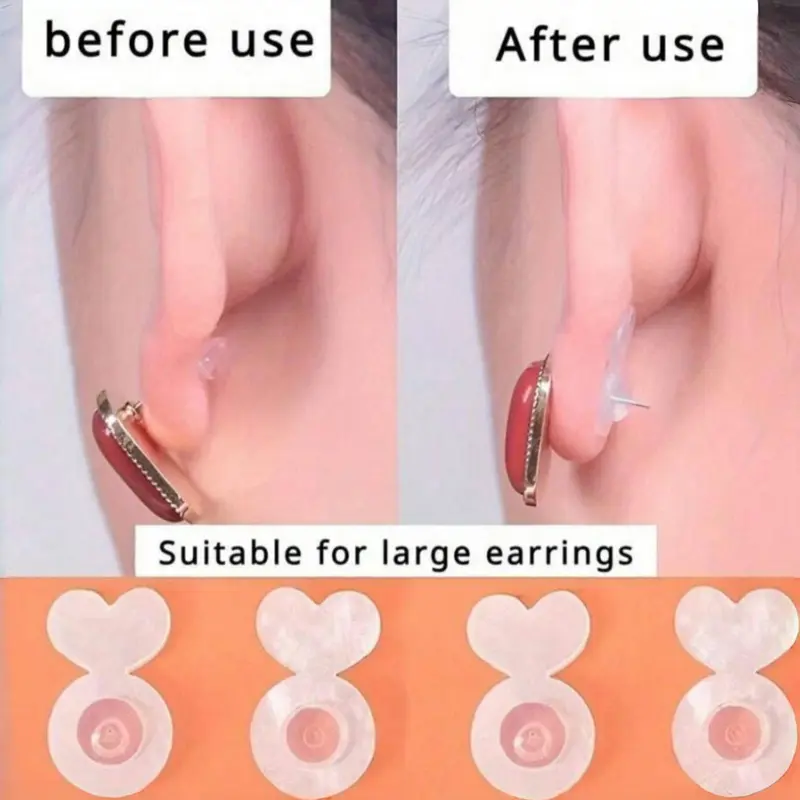 Silicone Earring Back Plugs, Earring Backings, Replacements, Invisible Support Pad for Preventing Ear Lobe from Drooping, Jewelry Lifter for Studs and Dangle Earrings, Fashionable Jewelry Accessories