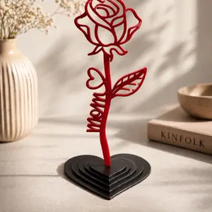 Mom Rose w/Heart Stand