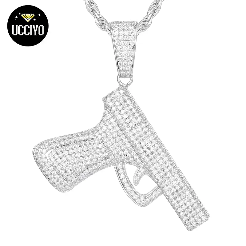 UCCIYO Fashion Pendant P190 S925 Sterling Silver Synthetic Moissanite Pendant Personality Cool Rap Trend Pendant Necklace Hip Hop Jewelry【#P190 】
