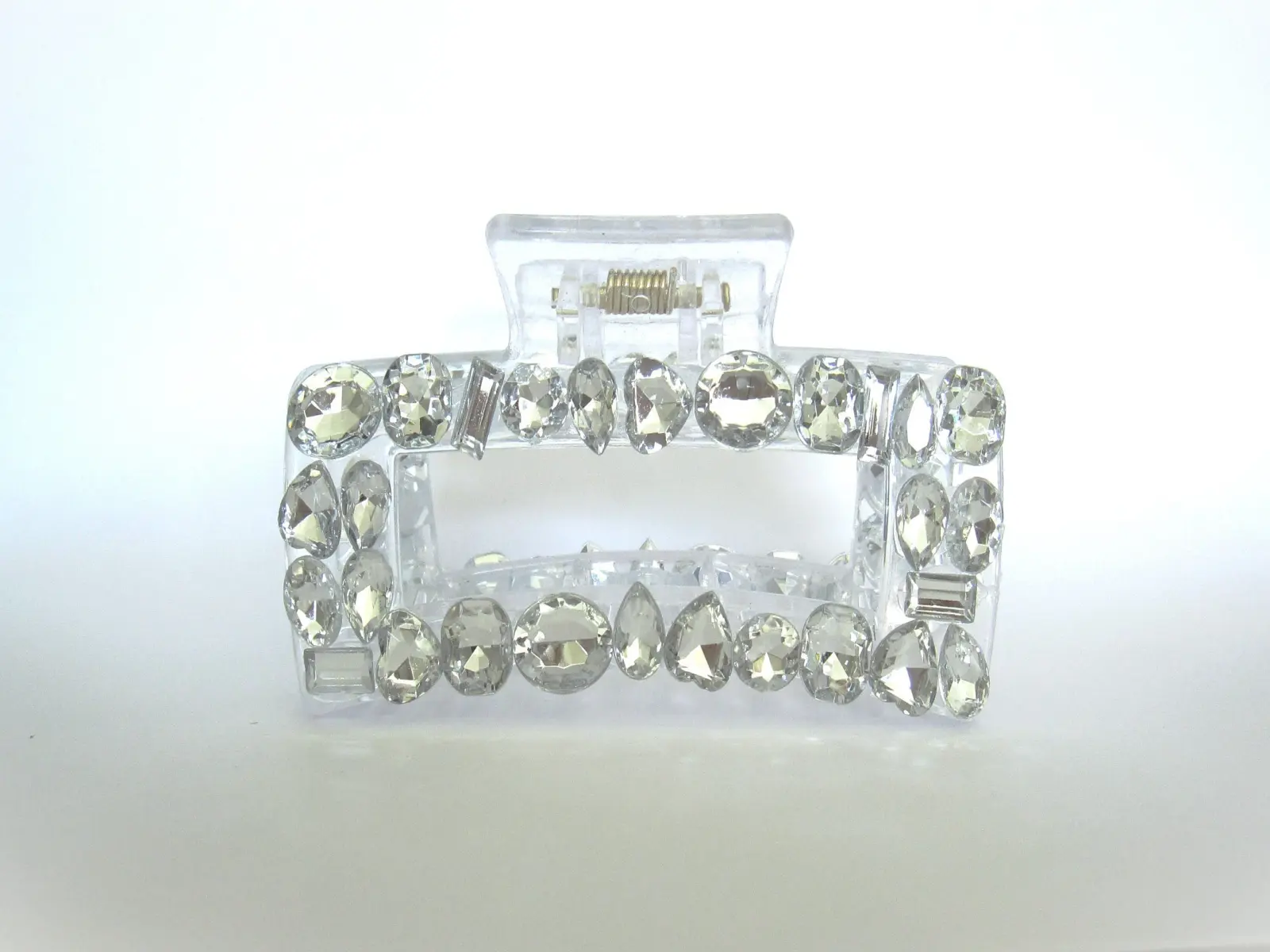 Rectangle large clear transparent crystal acrylic hair claw clip