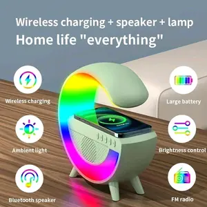 LED Smart Wireless Speaker Timer Alarm Clock Color Changing G Shape Night Light Lamps Speaker Table Light Stand for Decoration