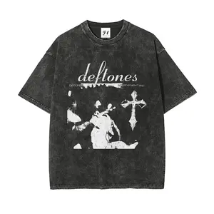 Unisex Deftones Vintage Washed Graphic T-Shirt – Retro Rock Style Tee, Casual Short Sleeve Streetwear Top