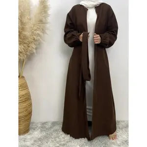 Fashion Slim Fit Muslim Cardigan, Long Sleeve European Style Jacket with Pockets, Casual Fall & Winter Wear for Women, Cover Up Cardigan