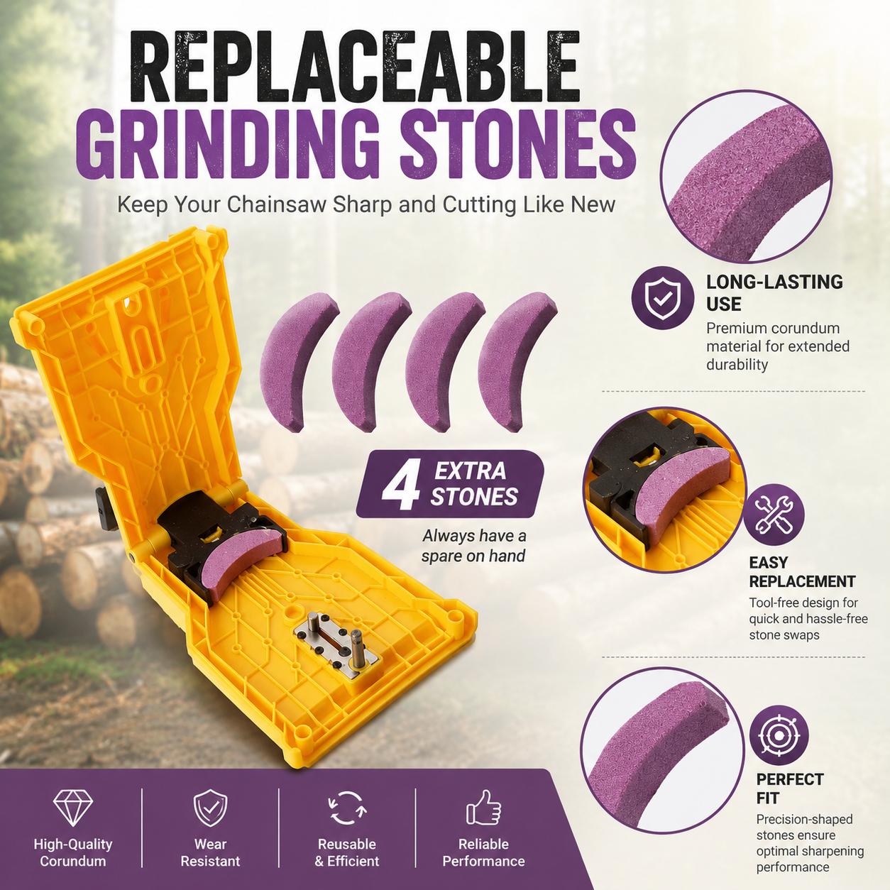 Portable Teeth Chainsaw Sharpener, Proprietary Bar-Mount Chain Saw Fast Sharpening Tool